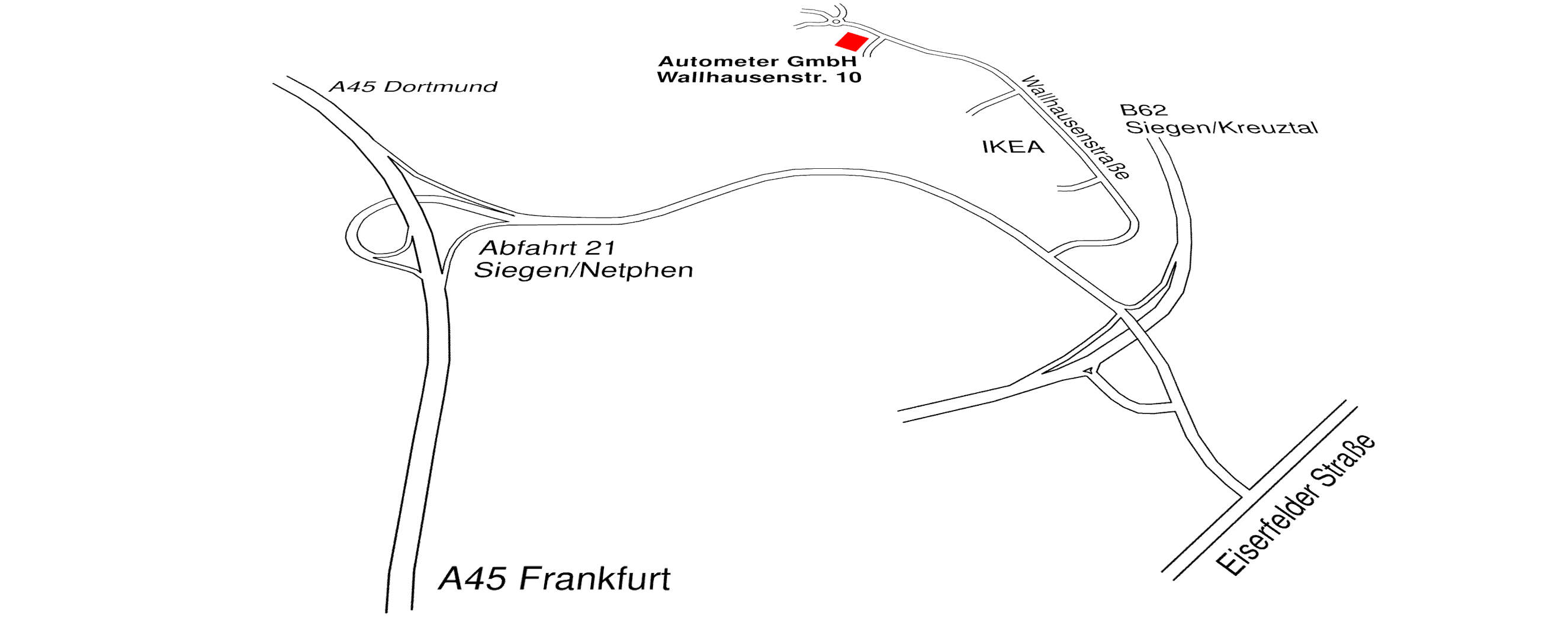 Anfahrtsskizze Autometer GmbH Siegen
